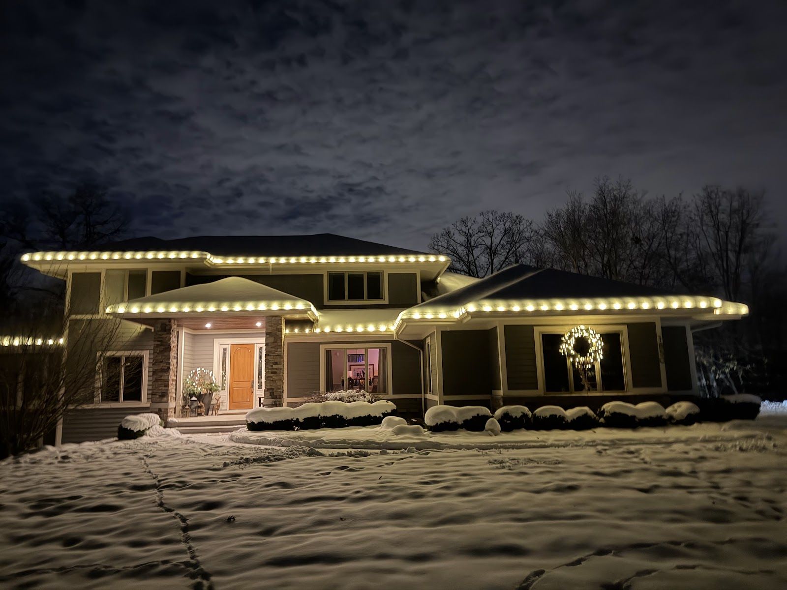 Christmas light installation in East Grand Rapids, MI